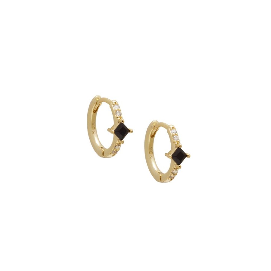 Aros noa joyas | Argollas Black Mia Bano De Oro