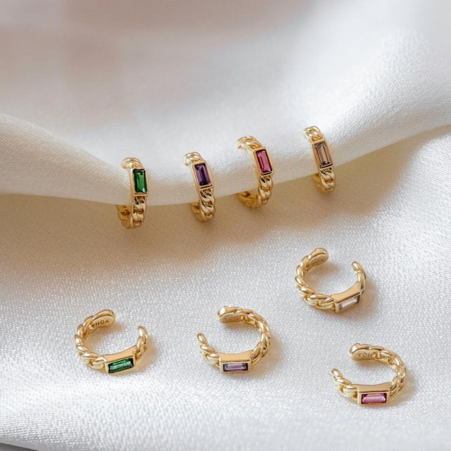 Aros noa joyas | Ear Cuff Maxi Edy White Bano De Oro