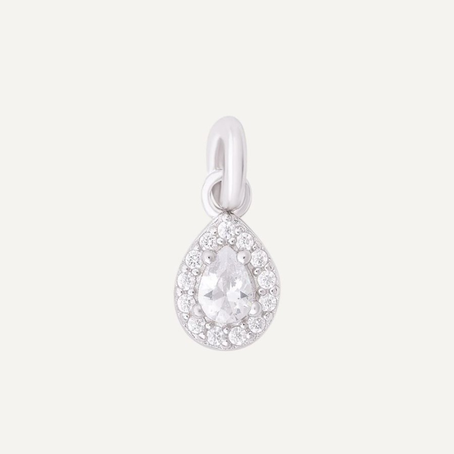 Collares noa joyas | Charm White Stone Plata