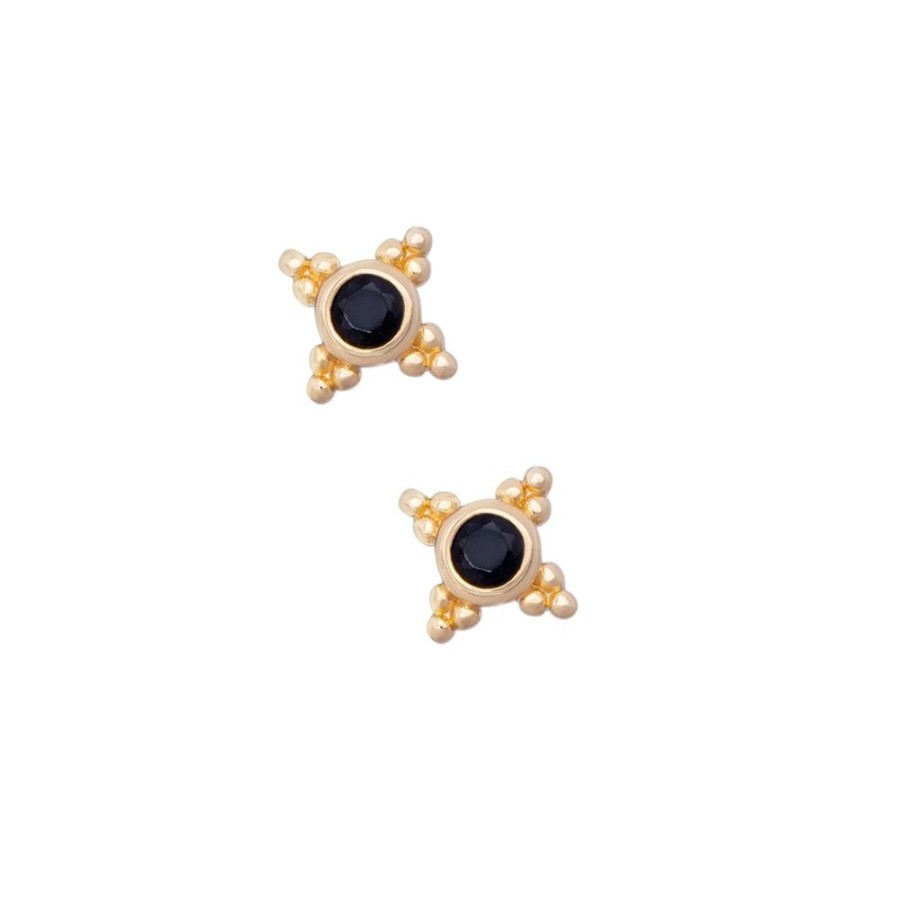 Aros noa joyas | Aros Black May Bano De Oro