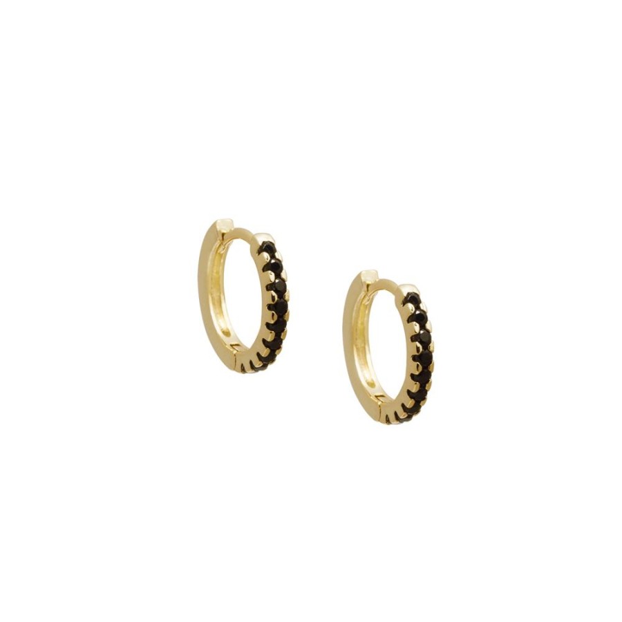 Aros noa joyas | Argollas Lia Black Bano De Oro 13 Mm