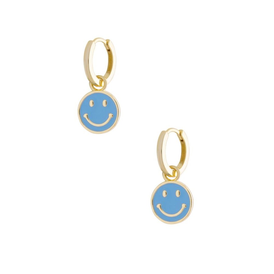 Aros noa joyas | Argollas Smiley Blue Bano De Oro