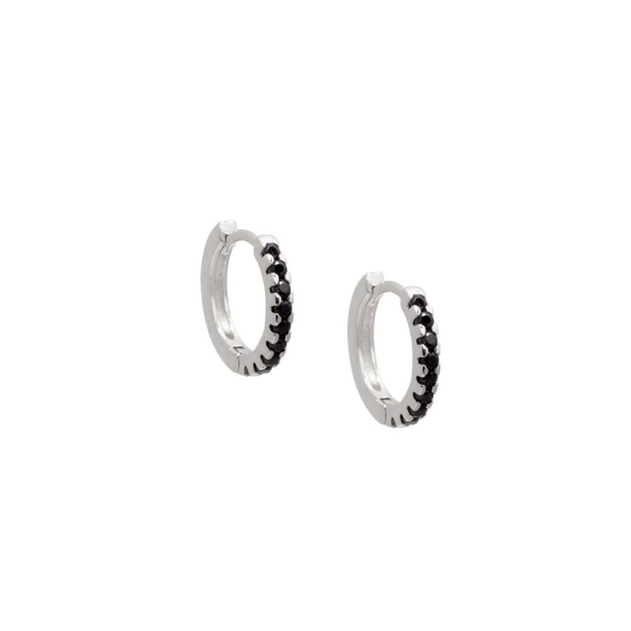 Aros noa joyas | Argollas Lia Black Plata 12 Mm