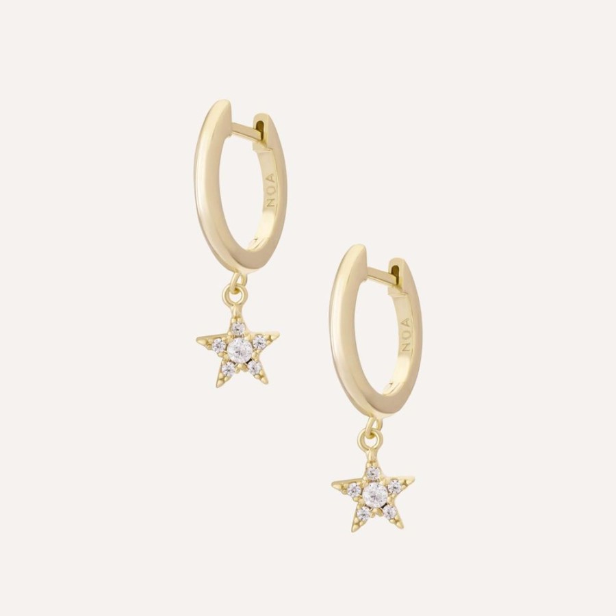 Aros noa joyas | Argollas Shine Star Bano De Oro