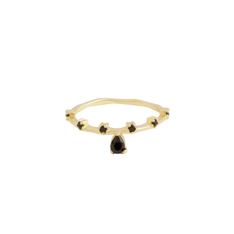 Anillos noa joyas | Anillo Dryna Black Bano De Oro