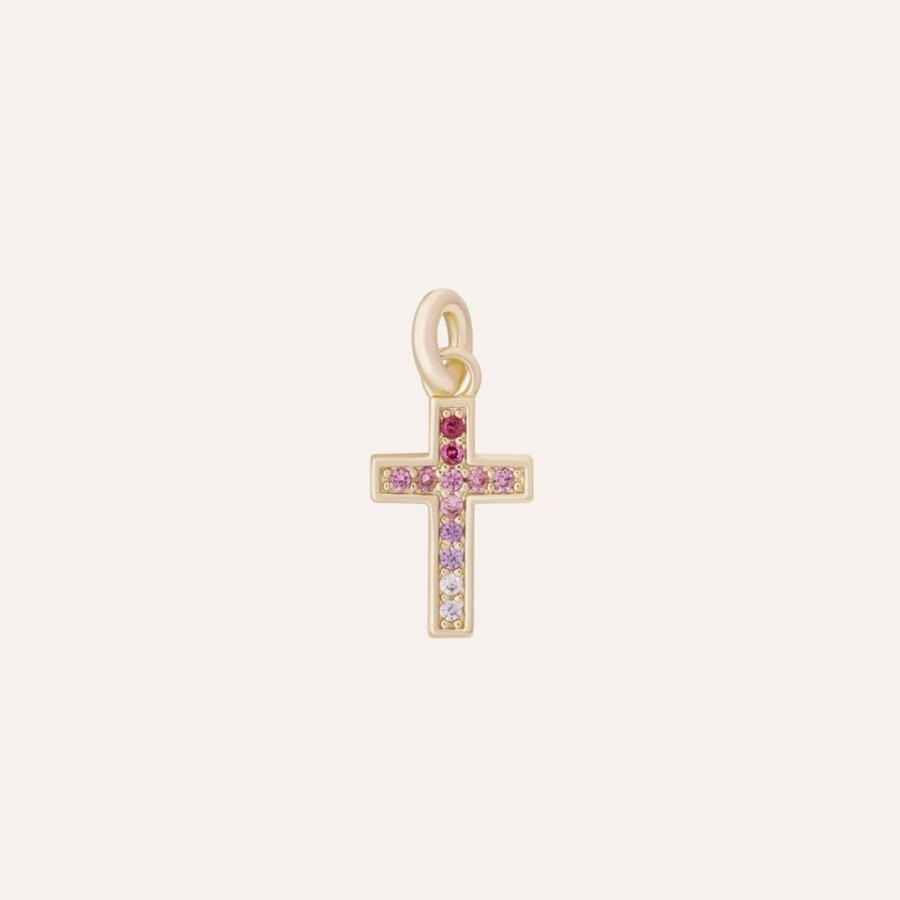 Collares noa joyas | Charm Cross Violet Bano De Oro