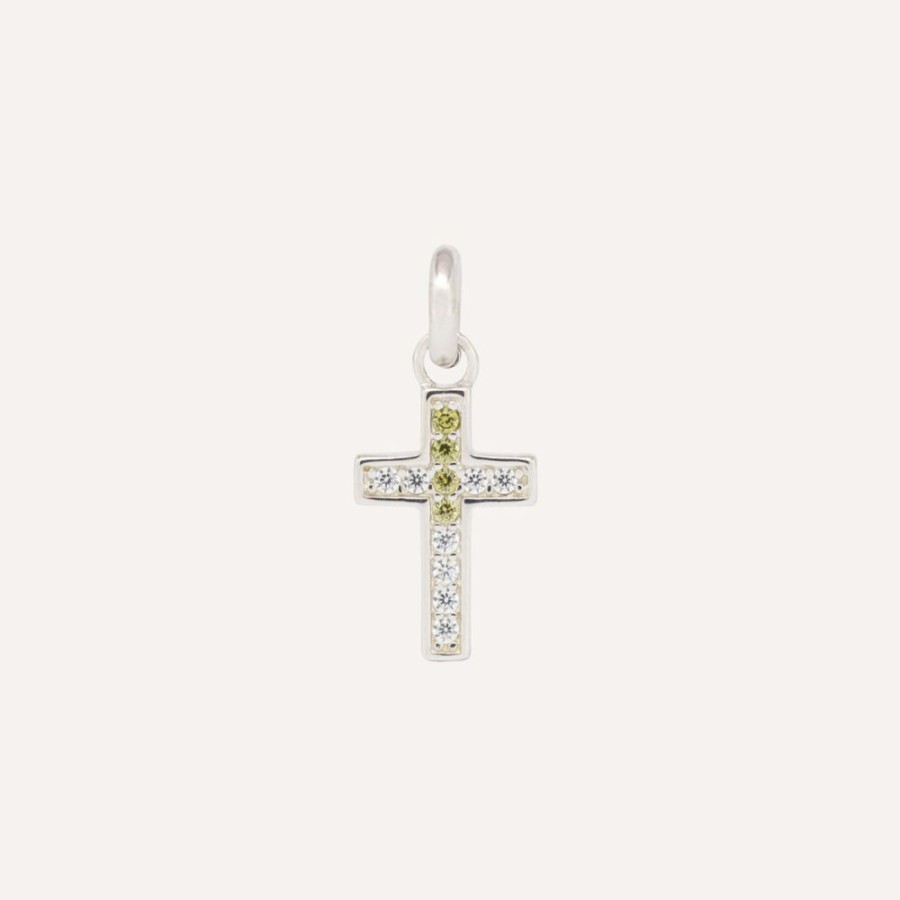 Collares noa joyas | Charm Cross Green Plata