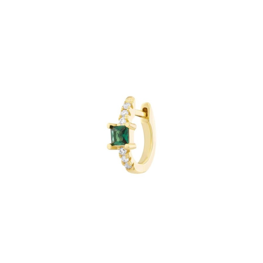 Aros noa joyas | Piercing Green Shine Cube Bano De Oro