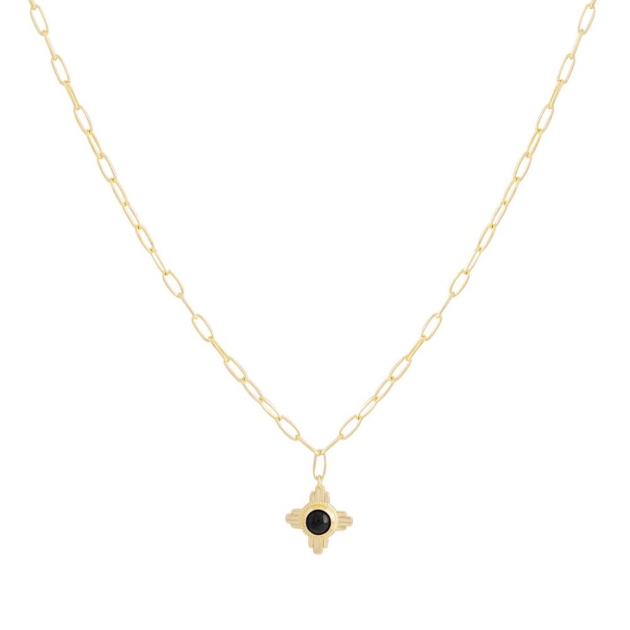 Collares noa joyas | Collar Olie Black Bano De Oro