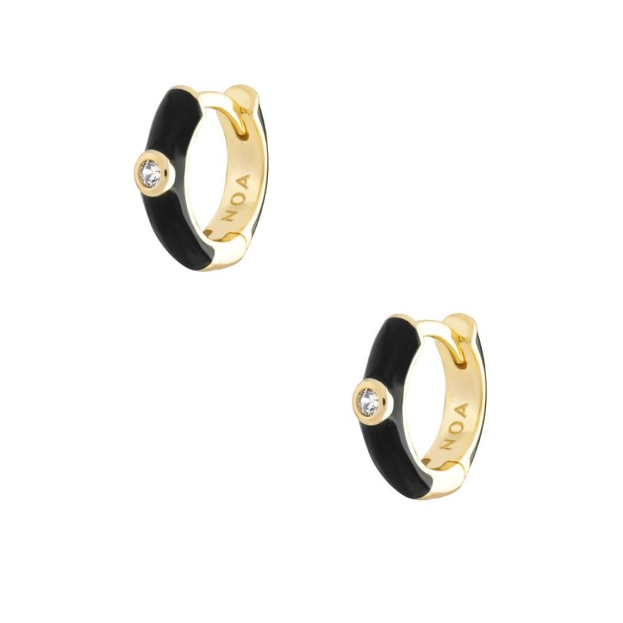 Aros noa joyas | Argollas Any Black Bano De Oro