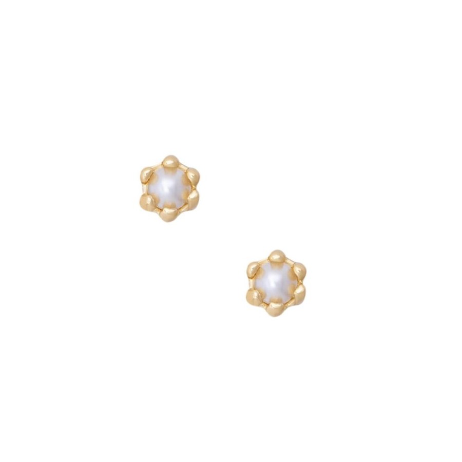 Aros noa joyas | Aros Puntos Pearl Bano De Oro