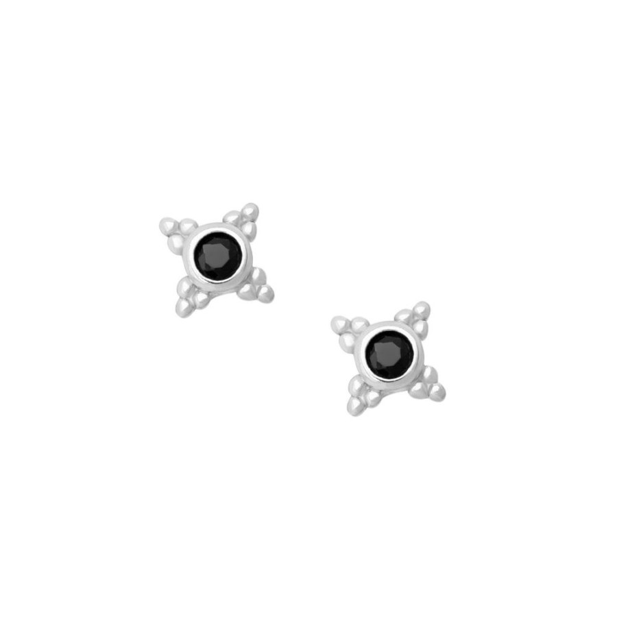 Aros noa joyas | Aros Black May Plata