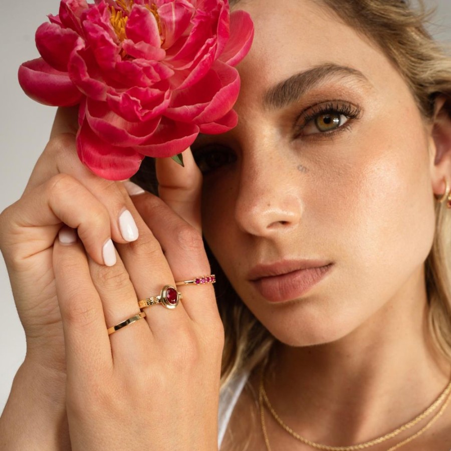 Anillos noa joyas | Anillo Rose Jade Bano De Oro