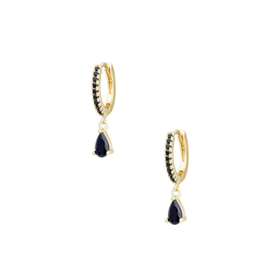 Aros noa joyas | Argollas Black Drop Bano De Oro