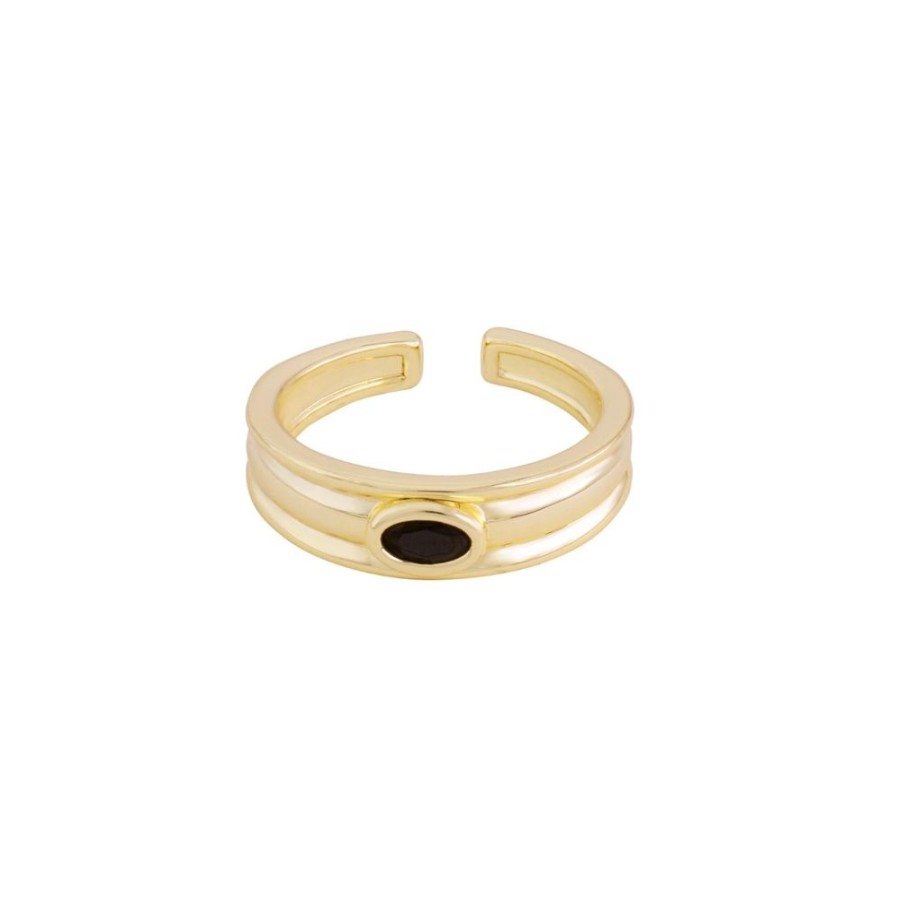 Anillos noa joyas | Anillo Kaya Black Bano De Oro