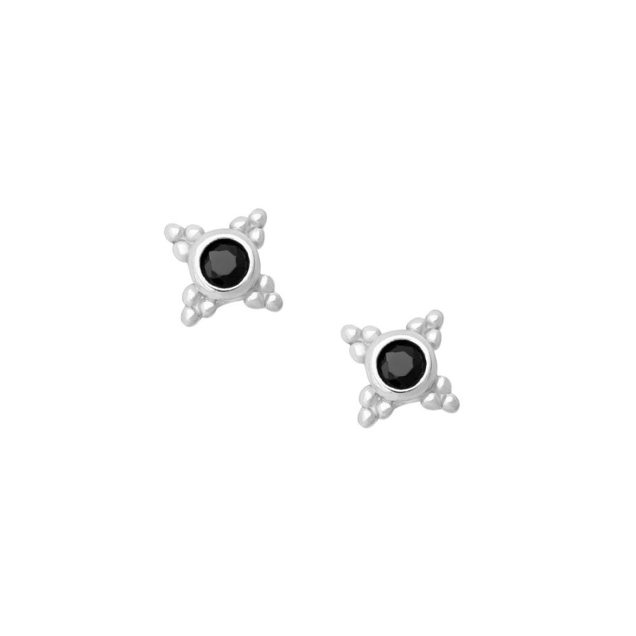 Aros noa joyas | Aros Black May Plata