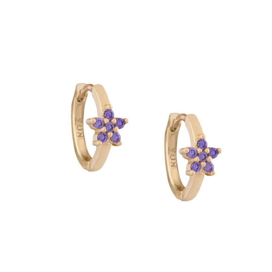 Aros noa joyas | Argollas Lirio Violet Bano De Oro