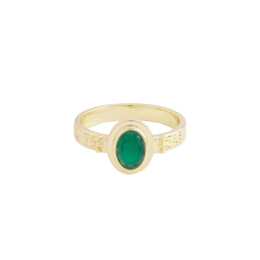 Anillos noa joyas | Anillo Green Jade Bano De Oro