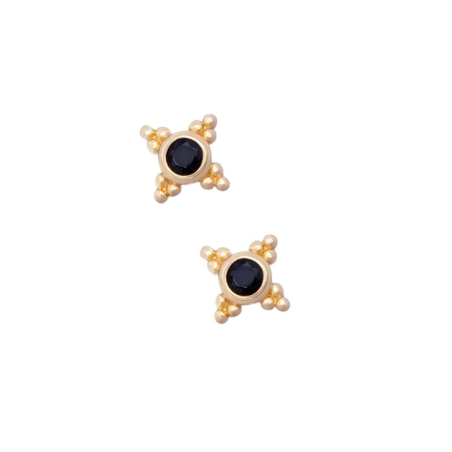 Aros noa joyas | Aros Black May Bano De Oro