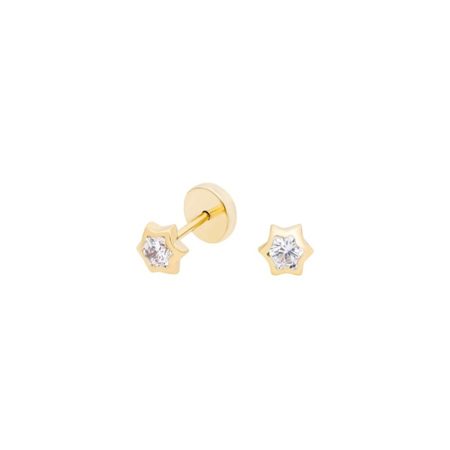 Abridores noa joyas | Aros Abridores De Bebe Star Zircon 18K