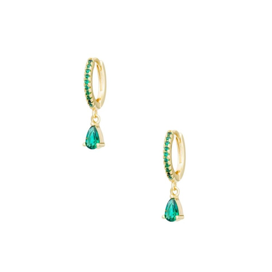 Aros noa joyas | Argollas Green Drop Bano De Oro