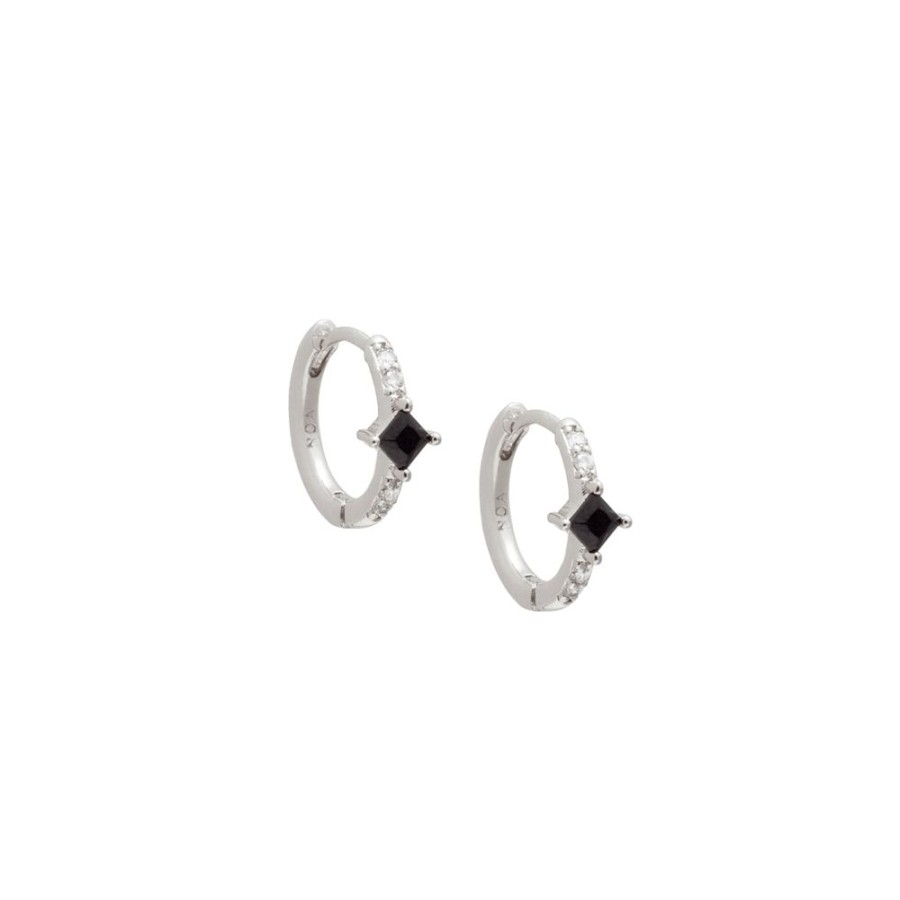 Aros noa joyas | Argollas Black Mia Plata