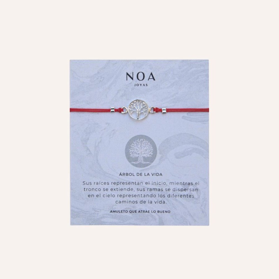 Pulseras noa joyas | Pulsera Hilo Rojo Arbol De La Vida Plata