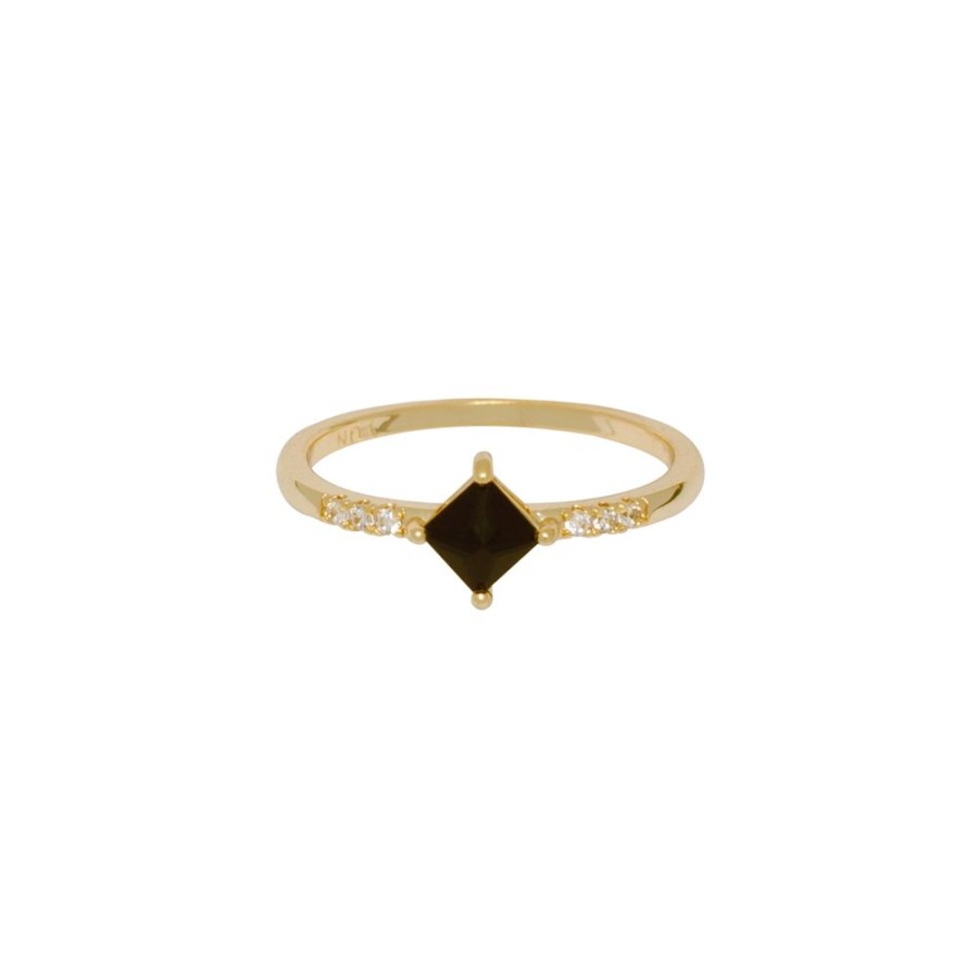 Anillos noa joyas | Anillo Black Onix Bano De Oro