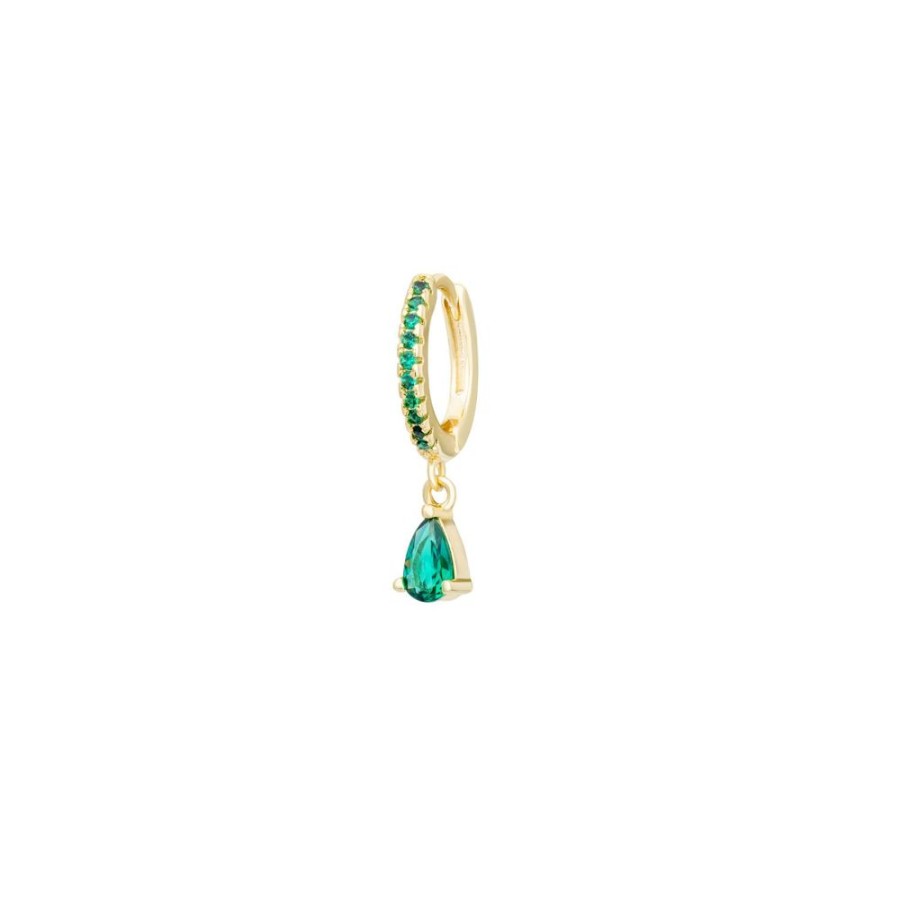 Aros noa joyas | Piercing Green Drop Bano De Oro