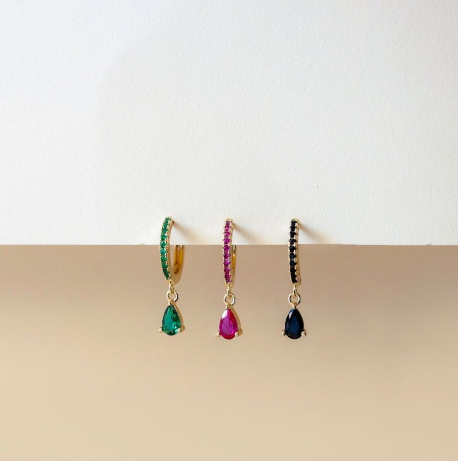 Aros noa joyas | Piercing Green Drop Bano De Oro