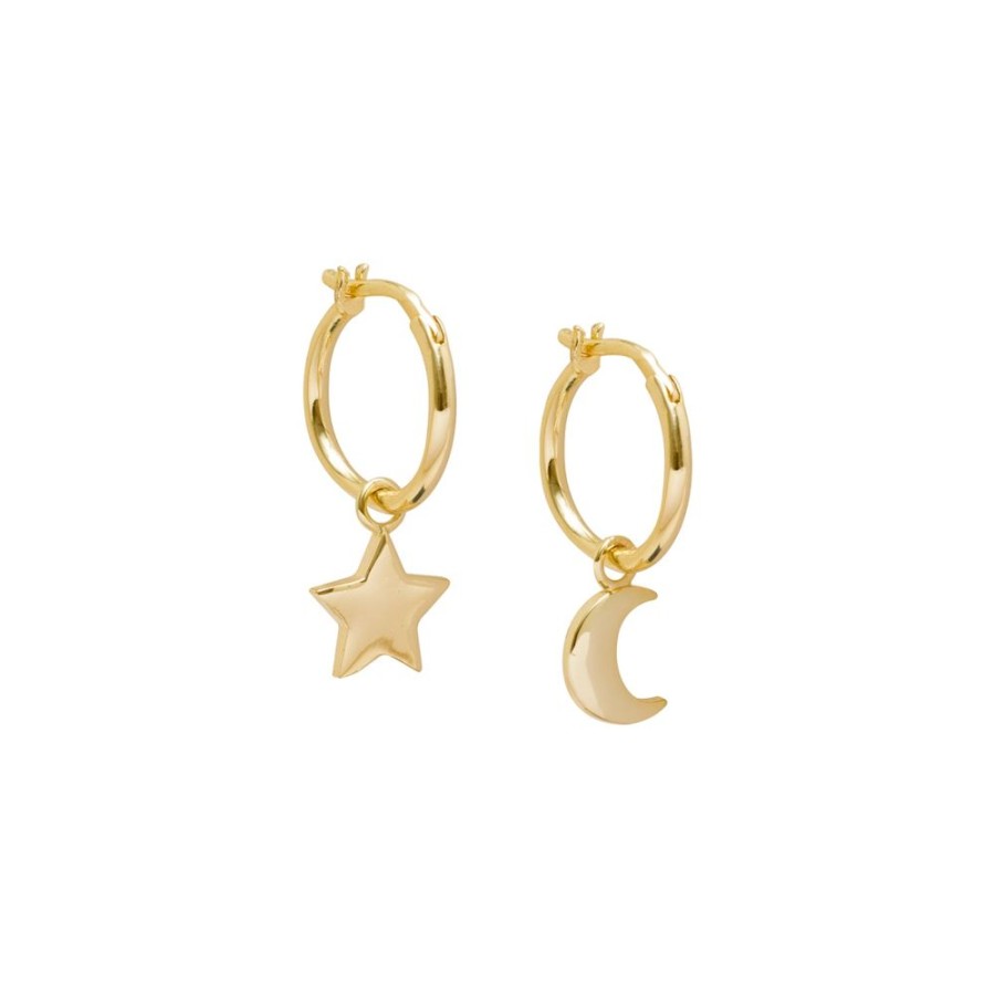 Aros noa joyas | Argollas Star Moon Bano De Oro