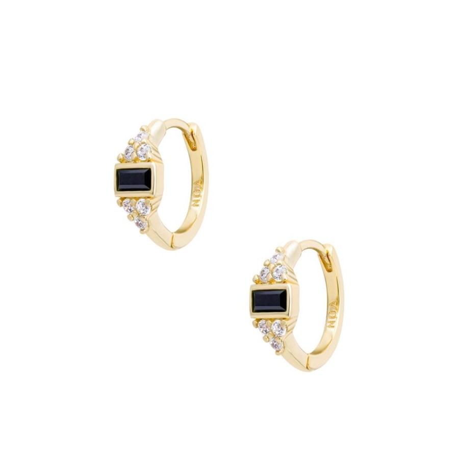 Aros noa joyas | Argollas Emi Black Bano De Oro