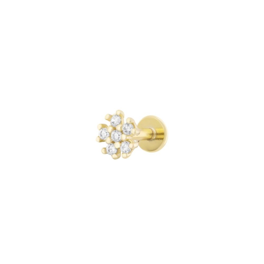 Aros noa joyas | Piercing Inna White Bano De Oro