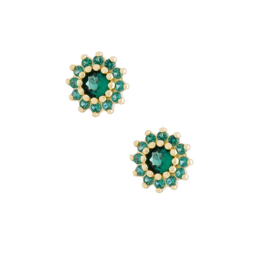 Aros noa joyas | Aros Bliss Green Bano De Oro