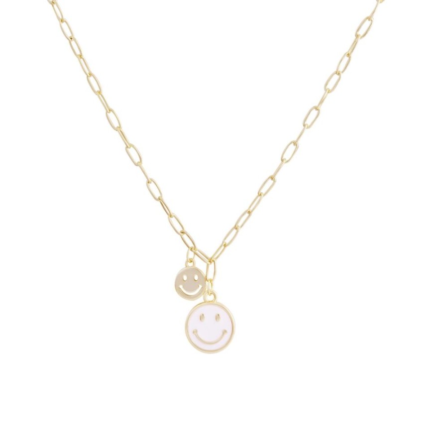 Collares noa joyas | Collar Smiley White Bano De Oro